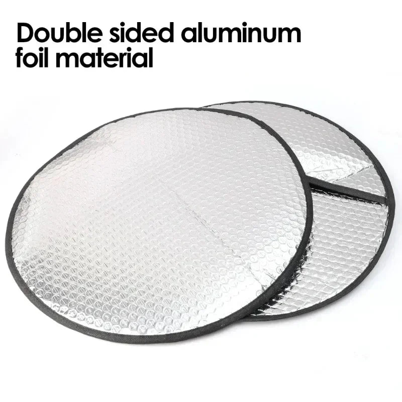 Car Steering Wheel Cover Car Steering Wheel Sun Shade Double Thick Sun Protection Foldable Anti-uv Sunscreen Car Supplies Silver