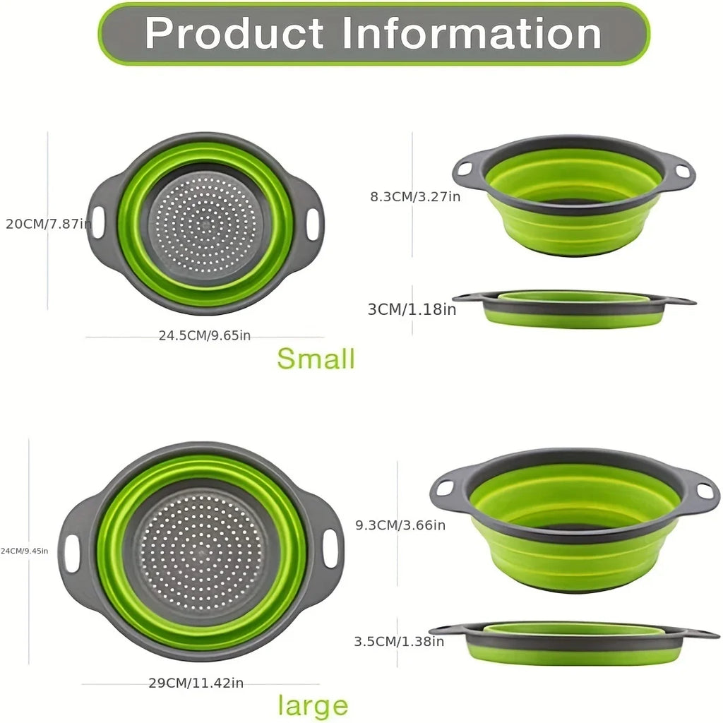 Silicone vegetable and fruit cleaning and drainage basket cleaning basket Folding water filter net Kitchen Gadgets foldable