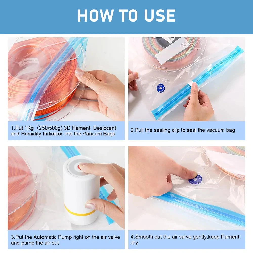 3D Printer Filament Storage Bag PLA ABS PETG Vacuum Bag Dryer Safekeep Humidity Resistant Sealing Bags Keep Filament Dry Sealed