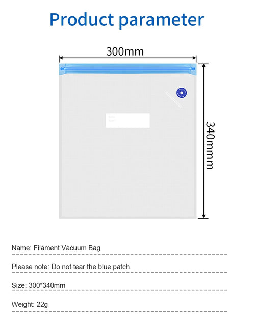 3D Printer Filament Storage Bag PLA ABS PETG Vacuum Bag Dryer Safekeep Humidity Resistant Sealing Bags Keep Filament Dry Sealed