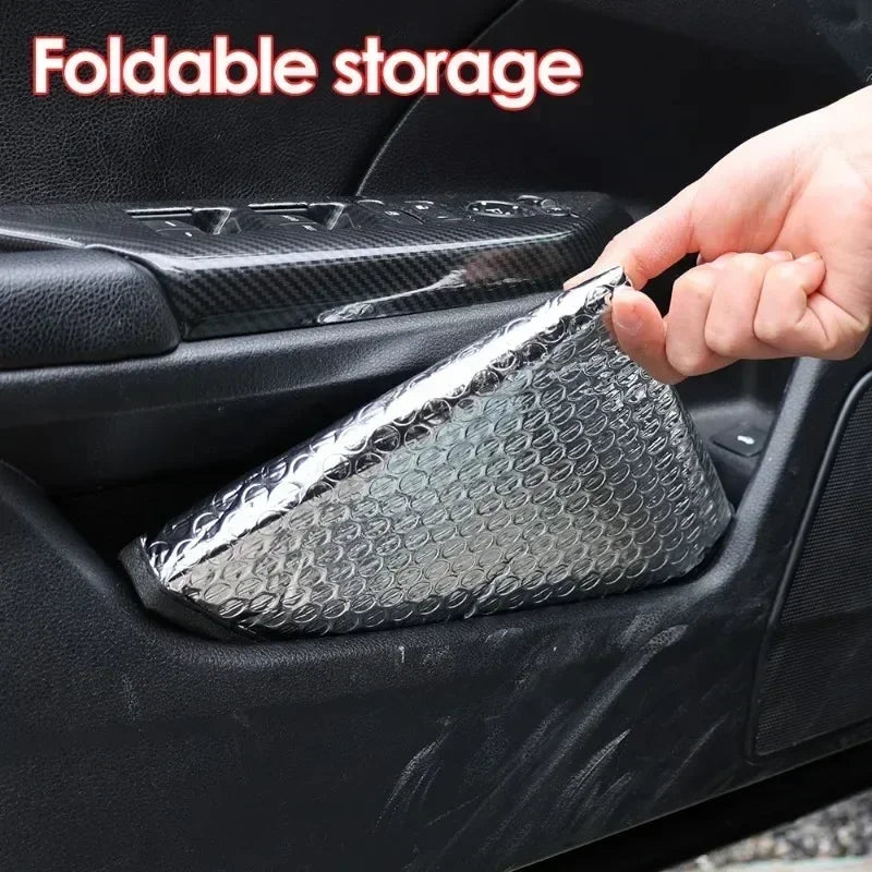Car Steering Wheel Cover Car Steering Wheel Sun Shade Double Thick Sun Protection Foldable Anti-uv Sunscreen Car Supplies Silver