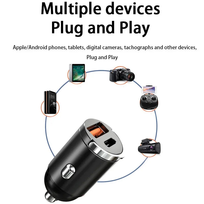 100W / 200W QC3.0 PD Car Charger 5A Fast Charing 2Port 12-24V Cigarette Socket Lighter Car USBC Charger for iPhone Power Adapter
