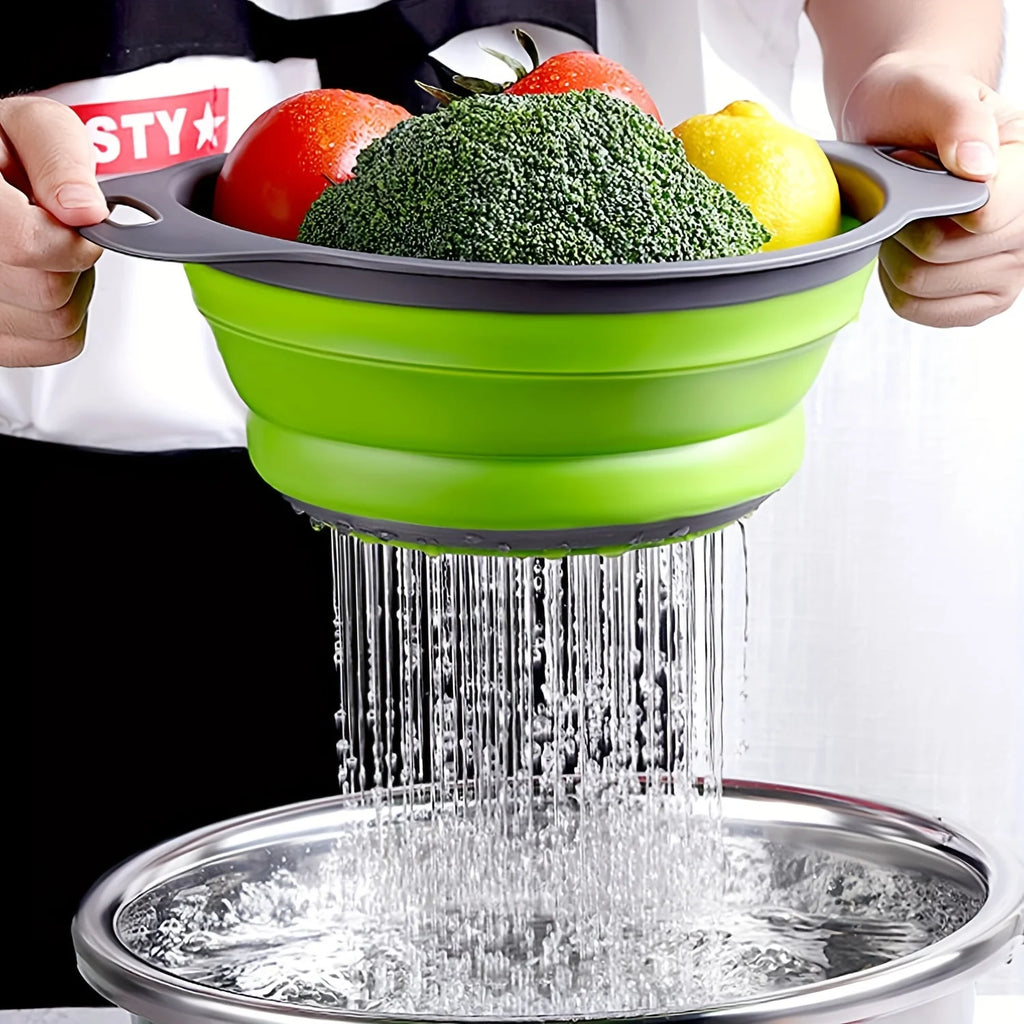 Silicone vegetable and fruit cleaning and drainage basket cleaning basket Folding water filter net Kitchen Gadgets foldable