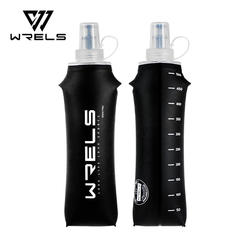 WRELS Soft Flask TPU Ultralight Collapsible BPA Free Leakproof Squeeze Running Hydration Vest Marathon Hiking Foldable Bottle
