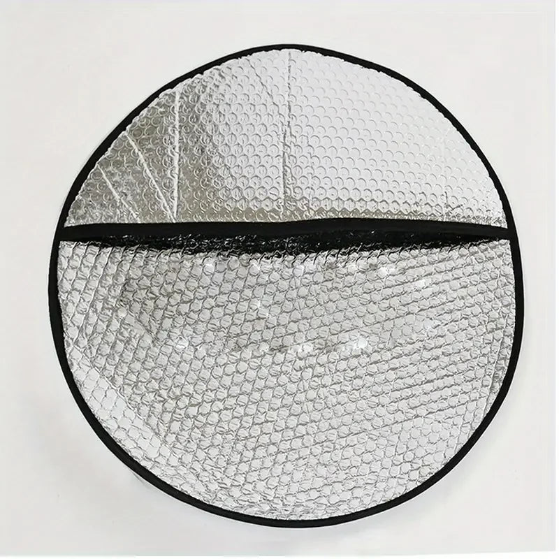 Car Steering Wheel Cover Car Steering Wheel Sun Shade Double Thick Sun Protection Foldable Anti-uv Sunscreen Car Supplies Silver