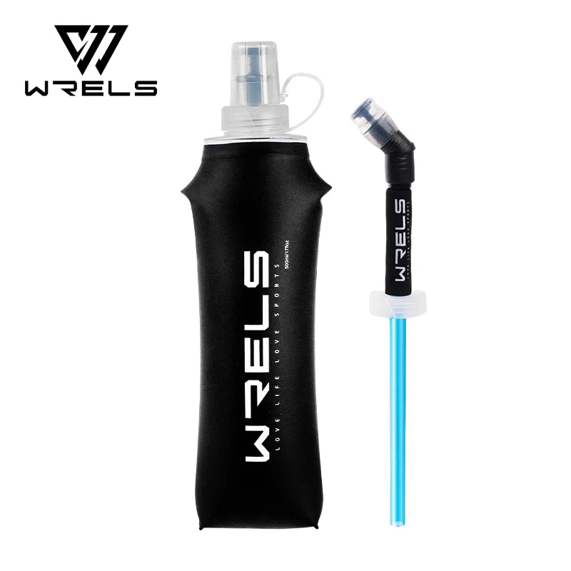 WRELS Soft Flask TPU Ultralight Collapsible BPA Free Leakproof Squeeze Running Hydration Vest Marathon Hiking Foldable Bottle