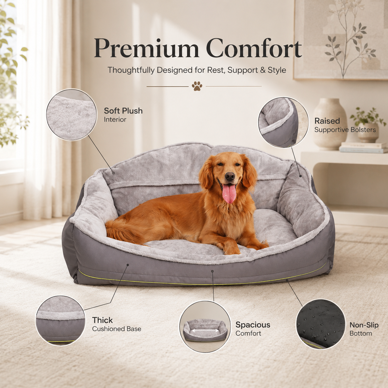 Luxury Orthopedic Dog Sofa Bed